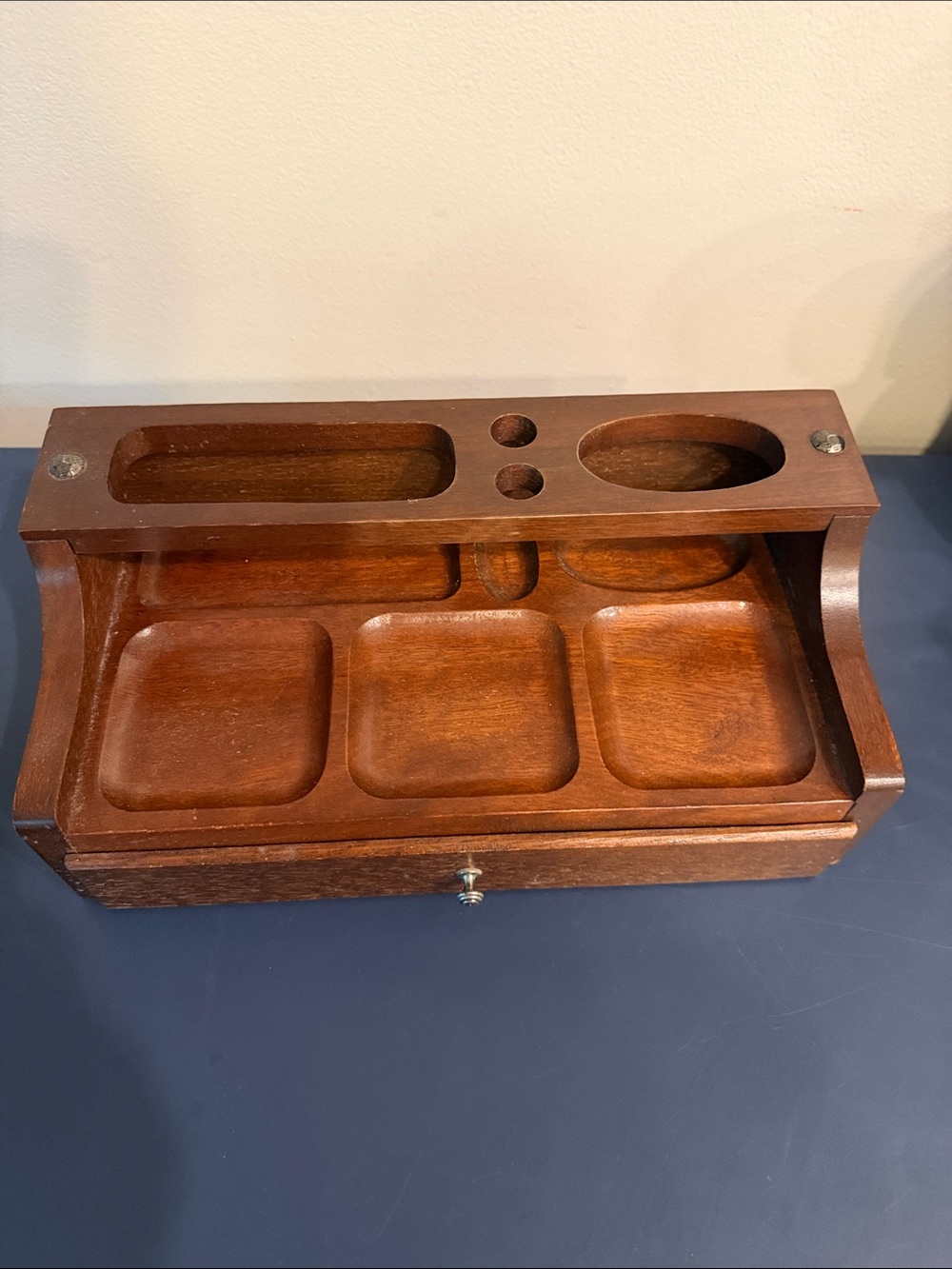 London Leather Japan Vintage Wood Mens Dresser Valet Organizer with Drawer